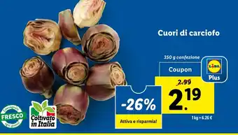 Lidl Cuori di carciofo 350 g confezione offerta