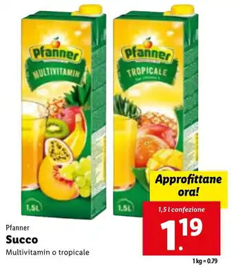 Lidl pfanner Succo 1,5 l confezione offerta