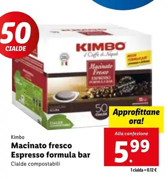 Lidl Kimbo Macinato fresco Espresso formula bar offerta