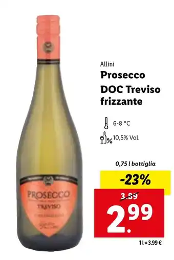 Lidl Allini Prosecco DOC Treviso frizzante 0,75 l bottiglia offerta