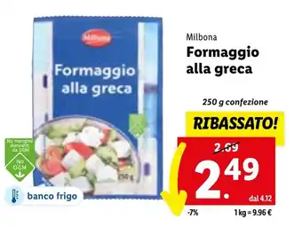 Lidl Milbona Formaggio alla greca 250 g confezione offerta