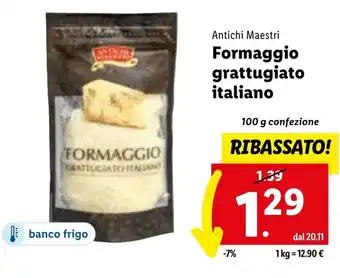 Lidl Antichi Maestri Formaggio grattugiato italiano 100 g confezione offerta