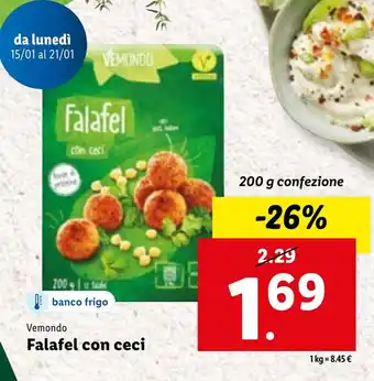 Lidl Vemondo Falafel con ceci 200 g confezione offerta
