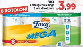 Carrefour Market FOXY Carta igienica mega 2 veli x8 rotoloni offerta