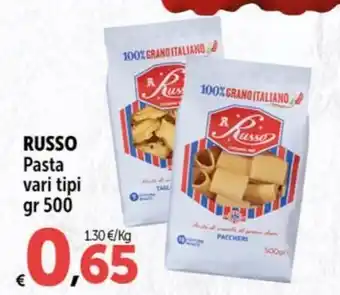 Carrefour Market RUSSO Pasta vari tipi gr 500 offerta