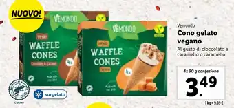Lidl Vemondo Cono gelato vegano 4x 90 g confezione offerta