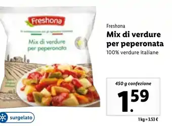 Lidl Freshona Mix di verdure per peperonata 450 g confezione offerta