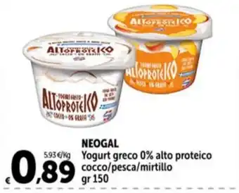 Carrefour Market NEOGAL Yogurt greco 0% alto proteico cocco/pesca/mirtillo offerta