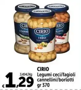 Carrefour Market CIRIO Legumi ceci/fagioli cannellini/borlotti gr 370 offerta