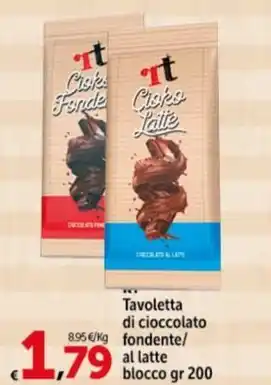 Carrefour Market RT Tavoletta di cioccolato fondente/ al latte blocco gr 200 offerta