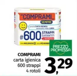 Pam COMPRAMI carta igienica 600 strappi 4 rotoli offerta