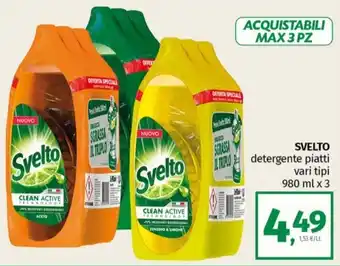 Pam SVELTO detergente piatti vari tipi 980 ml x 3 offerta