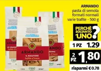 ARMANDO pasta di semola formati normali varie trafile-500 g