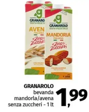 GRANAROLO bevanda mandorla/avena senza zuccheri - 1 lt