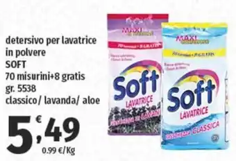 Vivo Supermercati detersivo per lavatrice in polvere SOFT 70 misurini+8 gratis gr. 5538 offerta