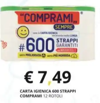 CARTA IGIENICA 600 STRAPPI COMPRAMI 12 ROTOLI
