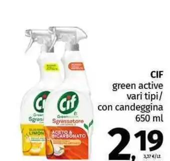 Pam CIF green active vari tipi/con candeggina offerta