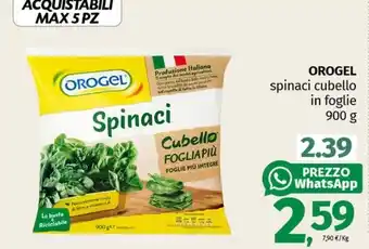 Pam OROGEL spinaci cubello in foglie 900 g offerta