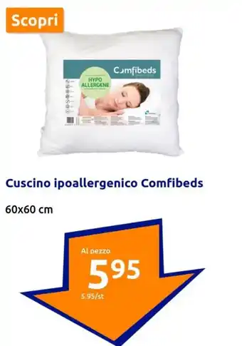 Action Cuscino ipoallergenico Comfibeds 60x60 cm offerta