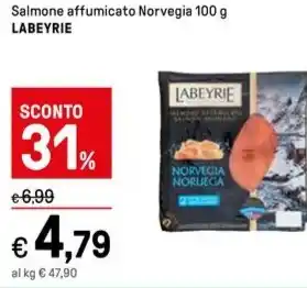 Iper La Grande Salmone affumicato Norvegia 100 g LABEYRIE offerta