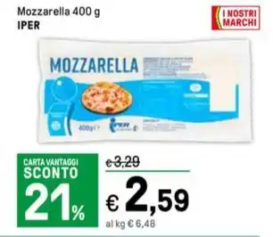 Iper La Grande Mozzarella 400 g IPER offerta