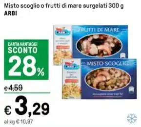 Iper La Grande Misto scoglio o frutti di mare surgelati 300 g ARBI offerta