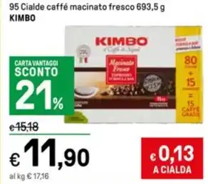 Iper La Grande 95 Cialde caffé macinato fresco 693,5 g KIMBO offerta