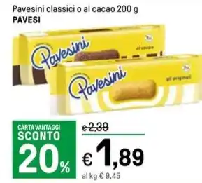 Iper La Grande Pavesini classici o al cacao 200 g PAVESI offerta