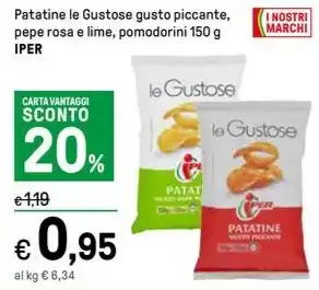 Iper La Grande Patatine le Gustose gusto piccante, pepe rosa e lime, pomodorini 150 g IPER offerta