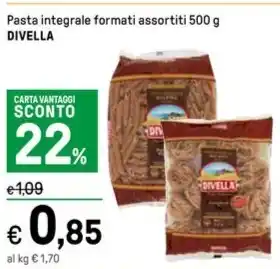 Iper La Grande Pasta integrale formati assortiti 500 g DIVELLA offerta