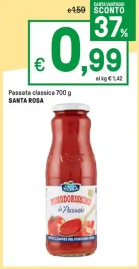 Iper La Grande Passata classica 700 g SANTA ROSA offerta