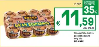 Iper La Grande Tonno all'olio di oliva pescato a canna 80 g x12 RIO MARE offerta