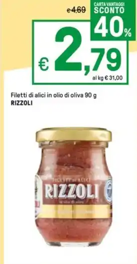 Iper La Grande Filetti di alici in olio di oliva 90 g RIZZOLI offerta