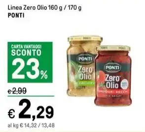 Iper La Grande Linea Zero Olio 160 g / 170 g PONTI offerta