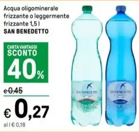 Iper La Grande Acqua oligominerale frizzante o leggermente frizzante 1,5 l SAN BENEDETTO offerta