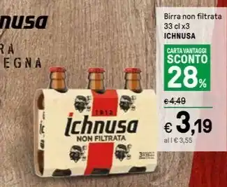 Iper La Grande Birra non filtrata 33 cl x3 ICHNUSA offerta