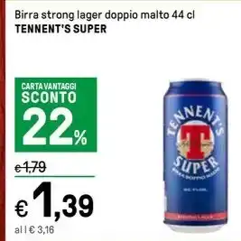 Birra strong lager doppio malto 44 cl TENNENT'S SUPER