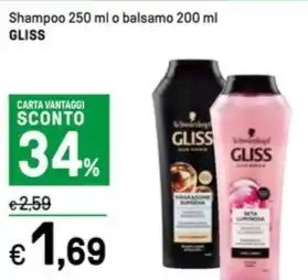 Shampoo 250 ml o balsamo 200 ml GLISS