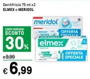 Iper La Grande Dentifricio 75 ml x2 ELMEX O MERIDOL offerta