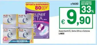 Iper La Grande Assorbenti È, Seta Ultra o Cotone LINES offerta