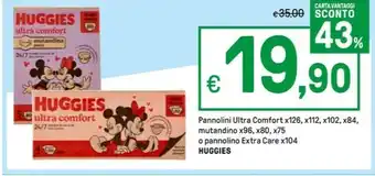 Iper La Grande Pannolini Ultra Comfort x126, x112, x102, x84 o pannolino Extra Care x104 HUGGIES offerta