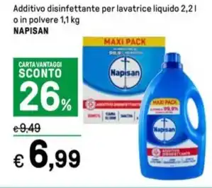 Iper La Grande Additivo disinfettante per lavatrice liquido 2,21 o in polvere 1,1 kg NAPISAN offerta