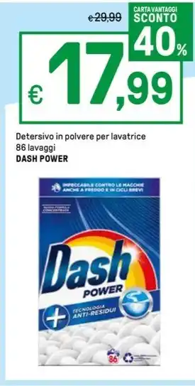Iper La Grande Detersivo in polvere per lavatrice 86 lavaggi DASH POWER offerta
