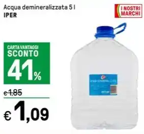 Iper La Grande Acqua demineralizzata 5 l IPER offerta