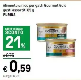 Iper La Grande Alimento umido per gatti Gourmet Gold gusti assortiti 85 g PURINA offerta