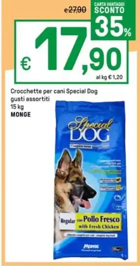 Iper La Grande Crocchette per cani Special Dog gusti assortiti 15 kg MONGE offerta