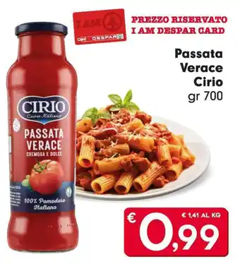 Despar Passata Verace Cirio gr 700 offerta