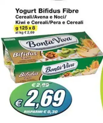 Prix Quality Yogurt Bifidus Fibre Cereali/Avena e Noci/ Kiwi e Cereali/Pera e Cereali g 125 x 8 offerta
