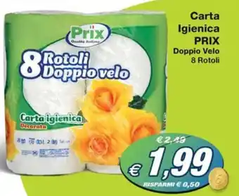 Prix Quality Carta Igienica PRIX Doppio Velo 8 Rotoli offerta