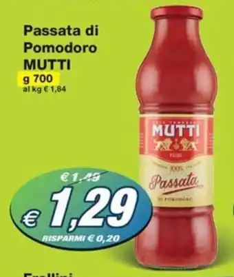 Prix Quality Passata di Pomodoro MUTTI g 700 offerta
